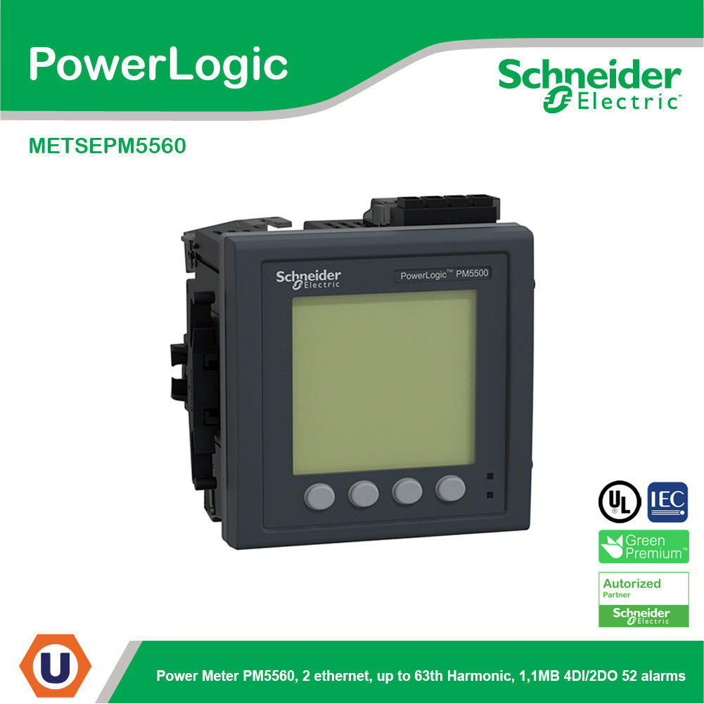 Schneider Electric PM5560 Meter, 2 ethernet, up to 63th H, 1,1M 4DI/2DO 52 รหัส ​​​​​​​METSEPM5560 |