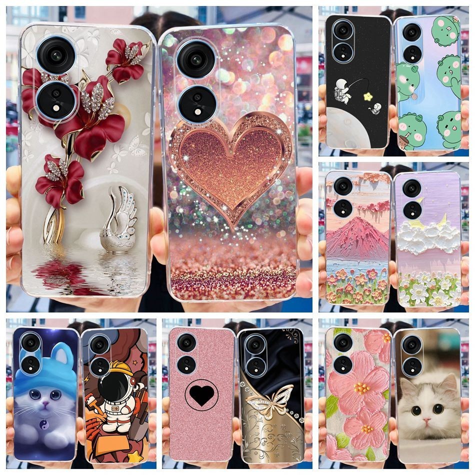 เคสโทรศัพท์มือถือ ซิลิโคนนิ่ม TPU ใส ลายดอกไม้ แมวน่ารัก สําหรับ OPPO Reno8T 5G Reno 8T 5G Reno8T CPH2505