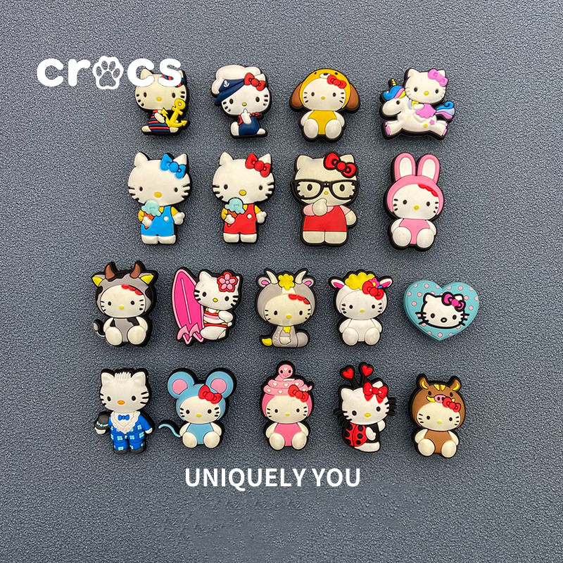 Crocs Jibbitz hello ketty หัวเข็มขัดรองเท้า KT Cat แฟชั่น Crocs อุปกรณ์เสริม Crocs charms การ์ตูนน่ารัก หัวเข็มขัดรองเท้า