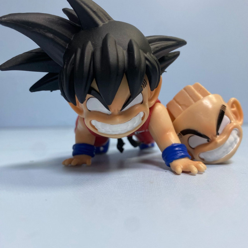ฟิกเกอร์การ์ตูน Saiyan Goku Action Figure Reversible Face Childhood Goku Angry ของเล่นสําหรับเด็ก