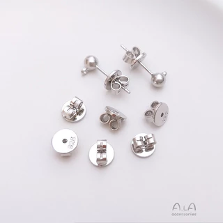 💖ALA เครื่องประดับ DIY💖 ต่างหูห่วง/ตุ้มหู/ต่างหูหนีบ สีทองคําขาว S925 สไตล์ไฮเอนด์ เรียบง่าย