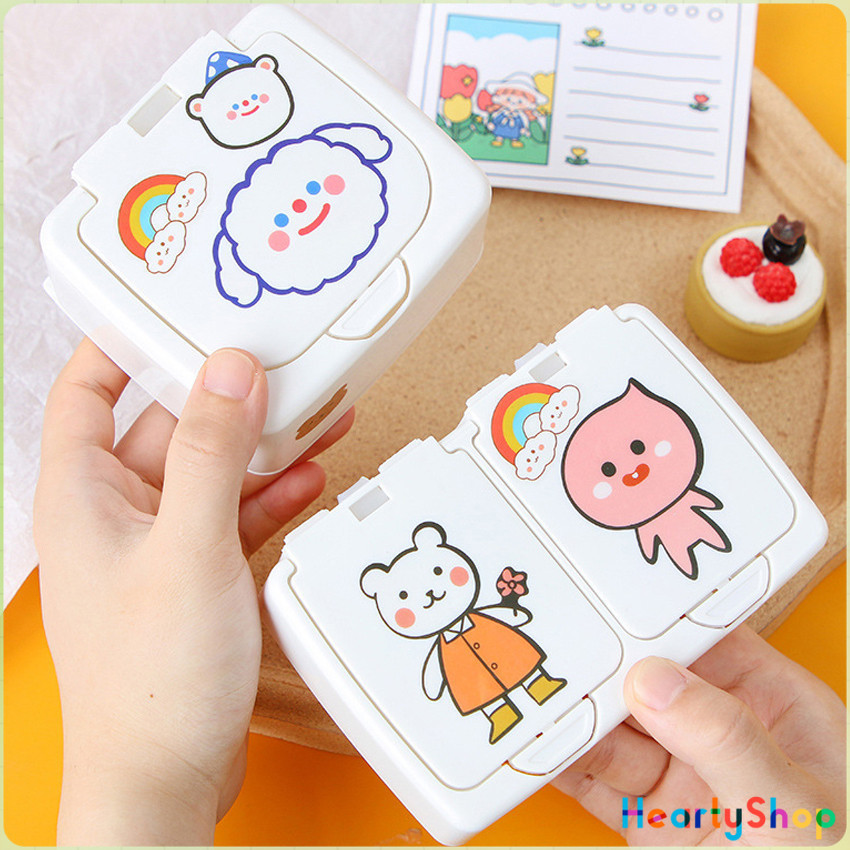 HeartyShop มินิ พลาสติก กล่องเก็บของ กล่องทิชชู่ ฝาปิดแบบกดเปิด กล่องเก็บของ storage box