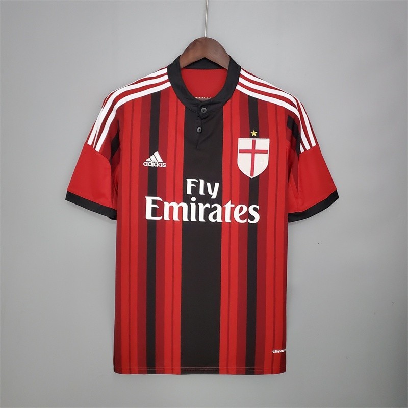 เสื้อกีฬาแขนสั้น ลายทีมชาติฟุตบอล AC Milan 2014 2015 ชุดเหย้า สไตล์เรโทร