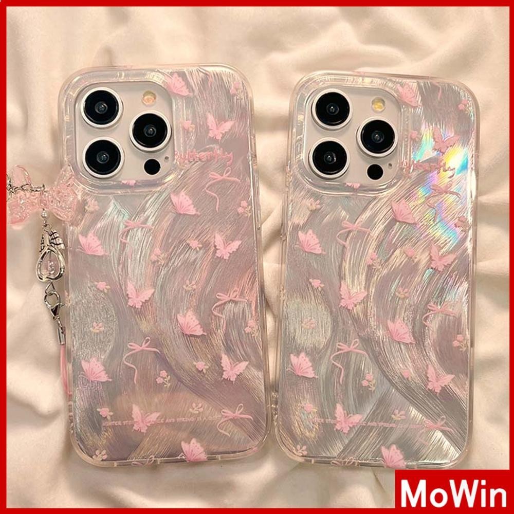 Mowin - สำหรับ iPhone 11 15 Pro Max เคส ไอโฟน ขนนกสีเงินหรูหราโฮโลแกรมเลเซอร์เคสใส อ่อนนุ่ม TPU ผีเสื้อ เข้ากันได้กับ iPhone 14 13 Pro Max 12 Pro Max 11 XR XS 7 8 PLUS