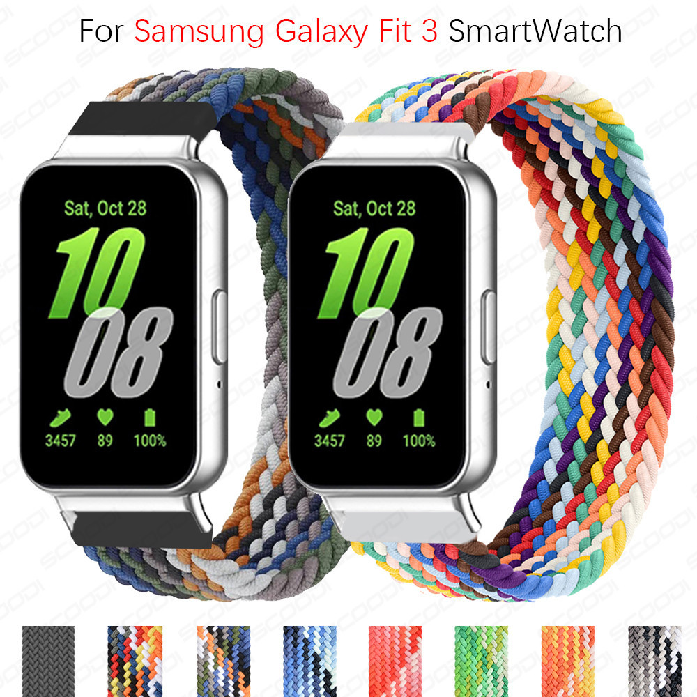 สายนาฬิกาข้อมือ ผ้าไนล่อนถัก แบบยืดหยุ่น สําหรับ Samsung Galaxy Fit 3 SmartWatch