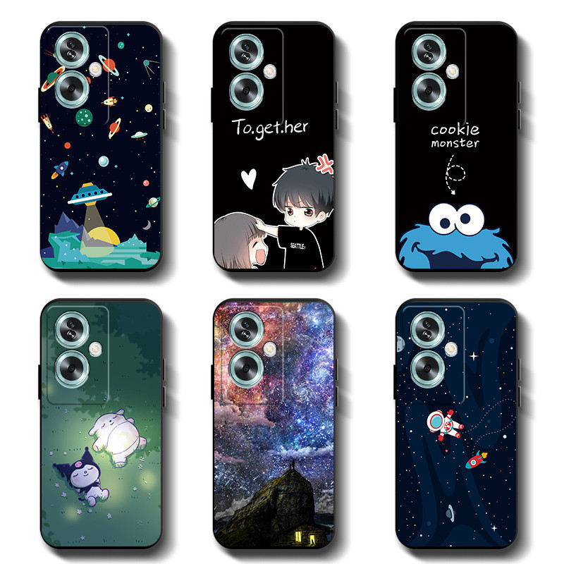 เคสโทรศัพท์มือถือ ยางซิลิโคนนิ่ม TPU กันแตก ป้องกันเต็มเครื่อง ลายการ์ตูน สีดํา สําหรับ OPPO A79 5G