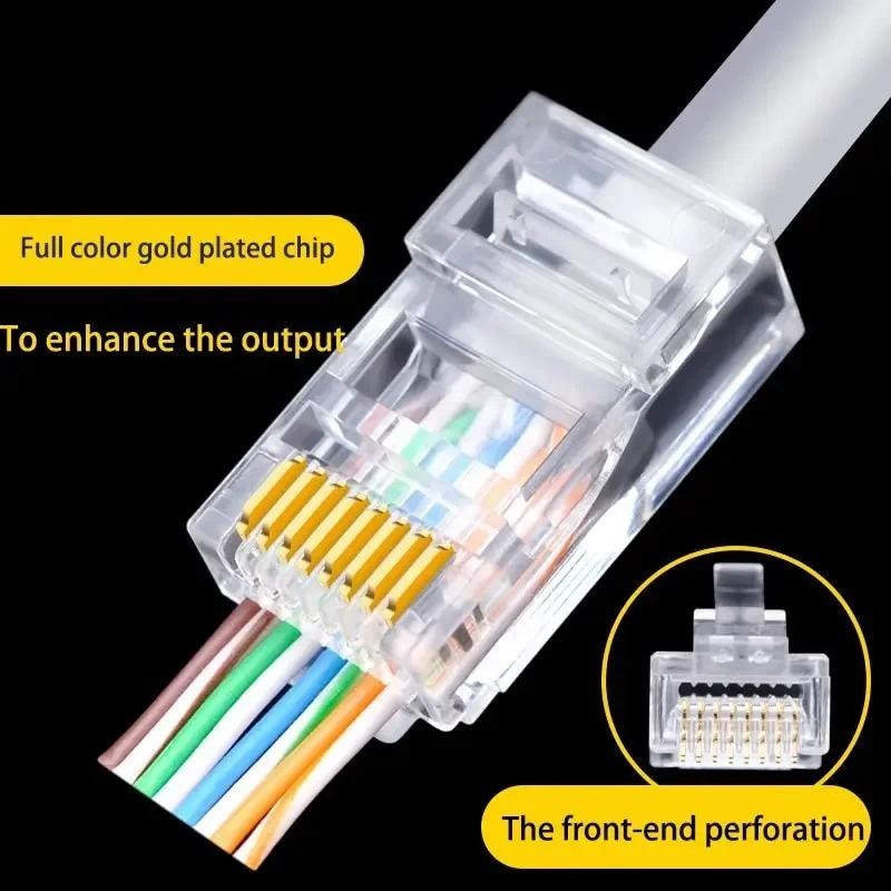 8P8C Crimp End สําหรับสาย Ethernet คอมพิวเตอร์ CAT6 ผ่าน RJ45 Modular Plug Network Connectors