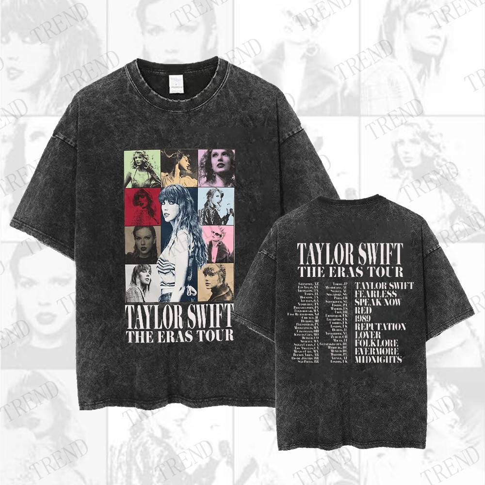 [S-5XL]เสื้อยืดแขนสั้นลําลอง ผ้าฝ้าย พิมพ์ลาย Taylor Swift The Eras Tour 2023 แฟชั่นฤดูร้อน สไตล์วินเทจ สําหรับผู้ชาย แล