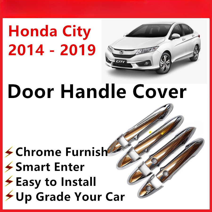 ฝาครอบมือจับประตูรถยนต์ โครเมี่ยม สีดําด้าน สําหรับ Honda City 2014-2019 2020-2024 15-20