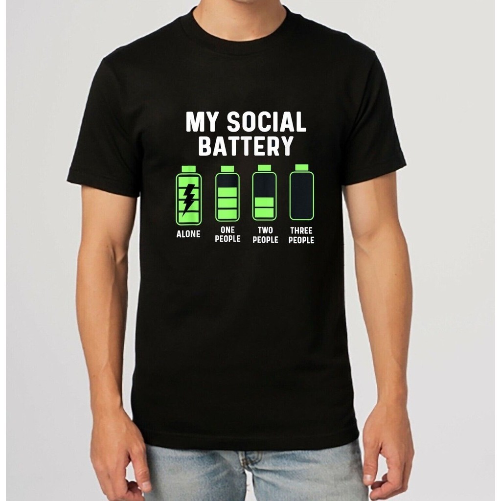 เสื้อยืดคน Introvert My Social Battery Low ตลก