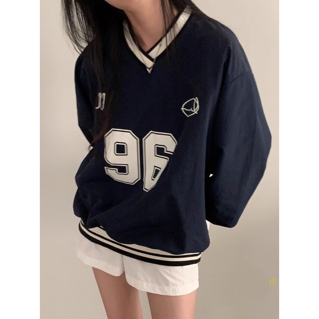 ส่งไวจากไทย TAYCEN M-2XL เสื้อสเวตเตอร์ ลายพิมพ์ แขนยาว เกาหลี คอวี ผู้หญิง สเวตเตอร์