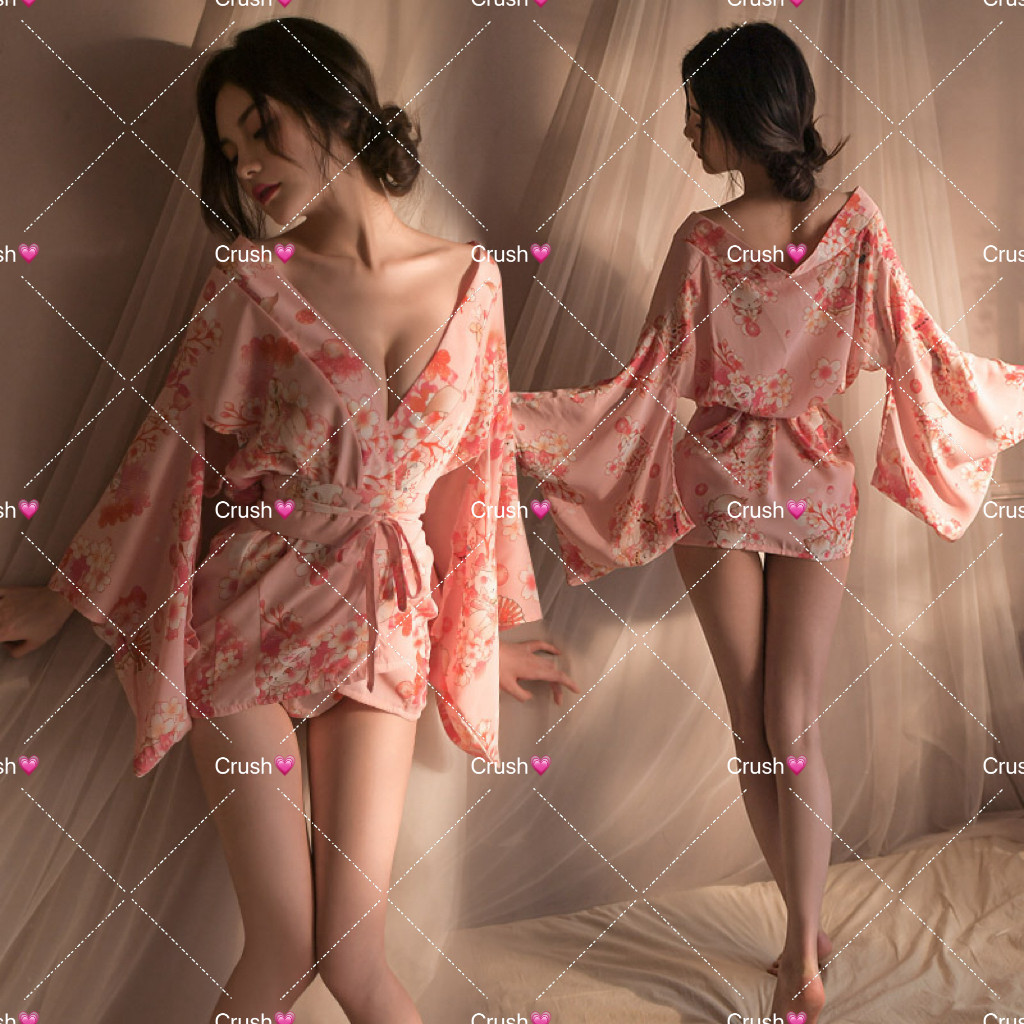 Crush💘ชุดนอนไม่ได้นอนชุดนอนเซ็กซี่  ชุดกิโมโนญี่ปุ่น ชุดกิโมโนผู้หญิง ชุดกิโมโนเซ็กซี่ 🛒พร้อมส่งจากไทย (SYMG-3)