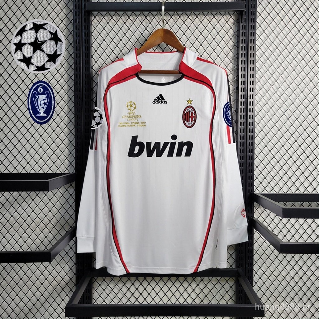 2006 AC Milan เสื้อเชิ้ตแขนสั้น สีขาว สไตล์เรโทร คุณภาพสูง สําหรับผู้ชาย 06/07 BLSF