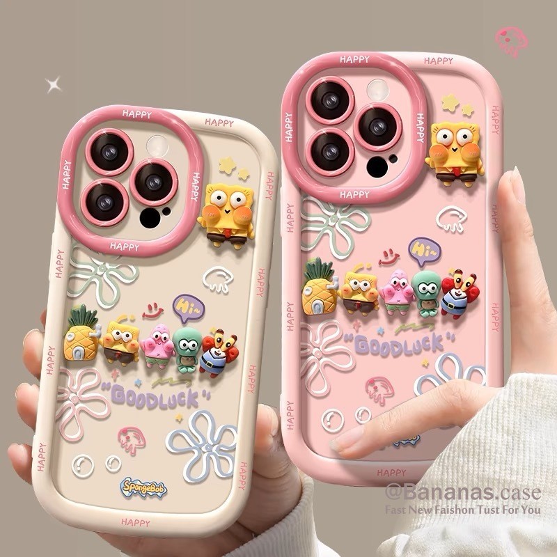 ซื้อ Iphone 16 15 14 13 12 11 Pro Max X Xr Xs Max 7 8 Plusเคสโทรศัพท์3D DIYการ์ตูนSpongeBobฝาครอบโทรศัพท์นุ่ม