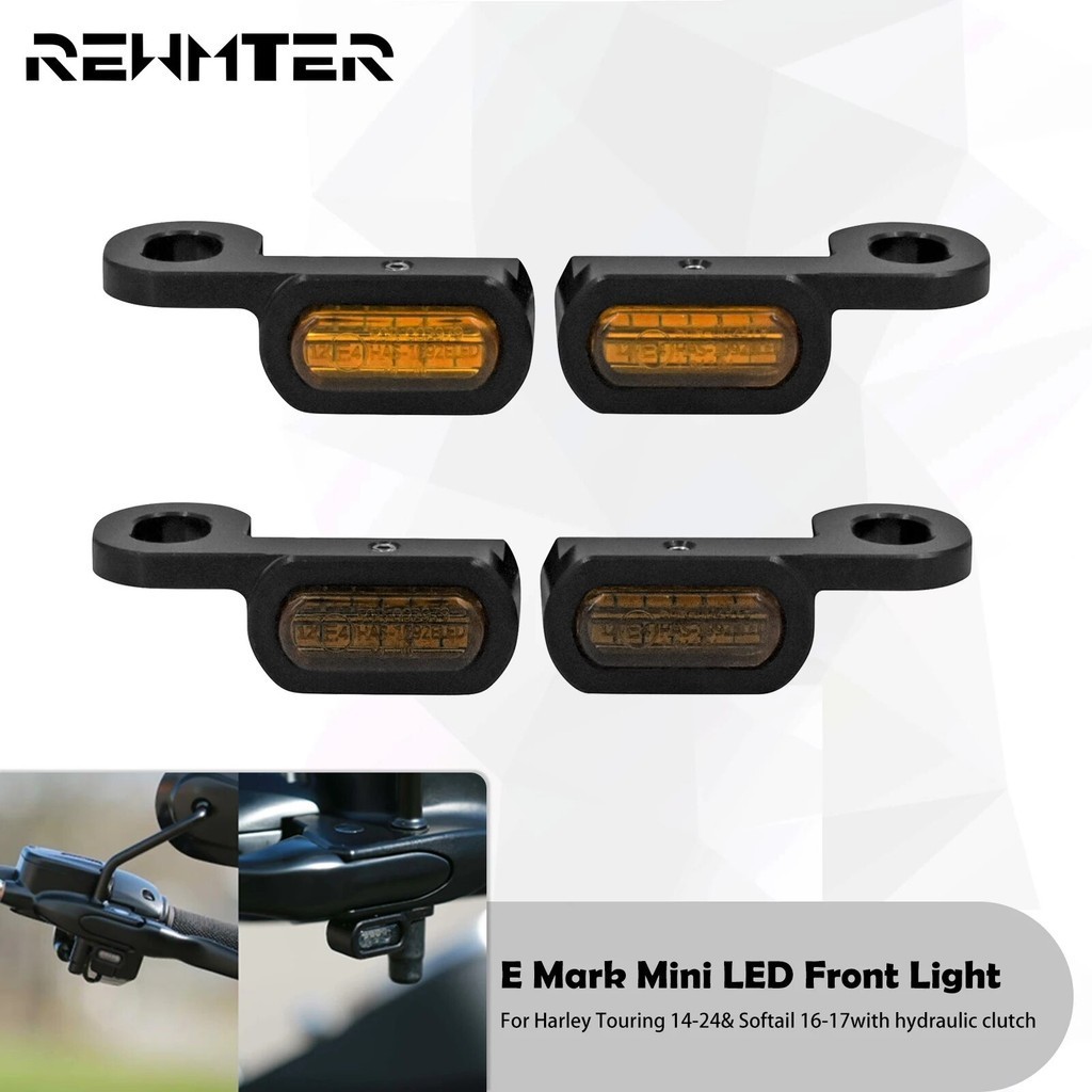 RW Motorcycle Mini LED Turn Signal Amber Light 12V E Mark For Harley Softail Touring Road King FLTRX FLHT FLHX 14-23 Sof