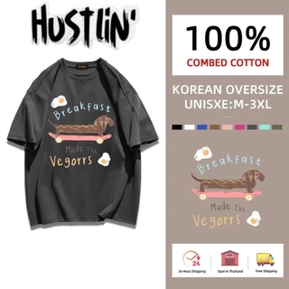 (กรุงเทพมหานคร ผลิต) oversize เสื้อยืด เสื้อแขนสั้นคอกลม เสื้อยืดแฟชั่น ดัชชุนด์ ลายการ์ตูน COTTON100% ผ้าแบบนุ่มพิเศษ
