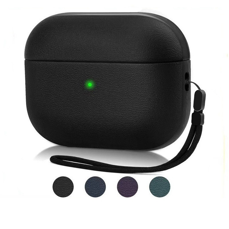 เคสป้องกันเต็มตัวพร้อมสายคล้องมือสําหรับ Apple สําหรับ airpods Pro 2 AirPod 4 หนังเนื้อ