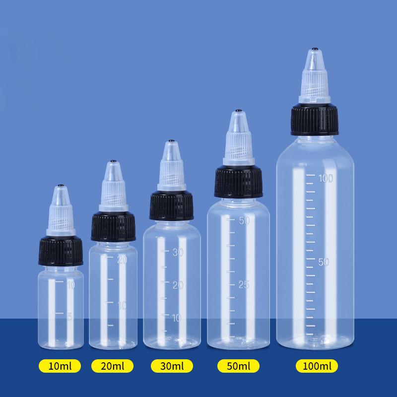 1pc Scale บีบชี้ขวดขวดน้ํา 10/20/30/40/50/100ML ขวดพลาสติกโปร่งใสภาพวาดหมึกเจลปรับ Dispensing ขวด