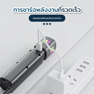 Smiling shark SD1018 ไฟฉาย LED Super Bright 3 โหมดไฟฉาย Type-c ชาร์จ Camping โคมไฟตะขอกันน้ํากลางแจ้ง Camping ทํางาน