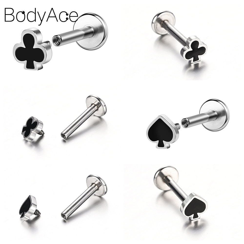 Bodyace 1 Pc สแตนเลสสตีล Lip Piercing Lobe รูปที่ 4