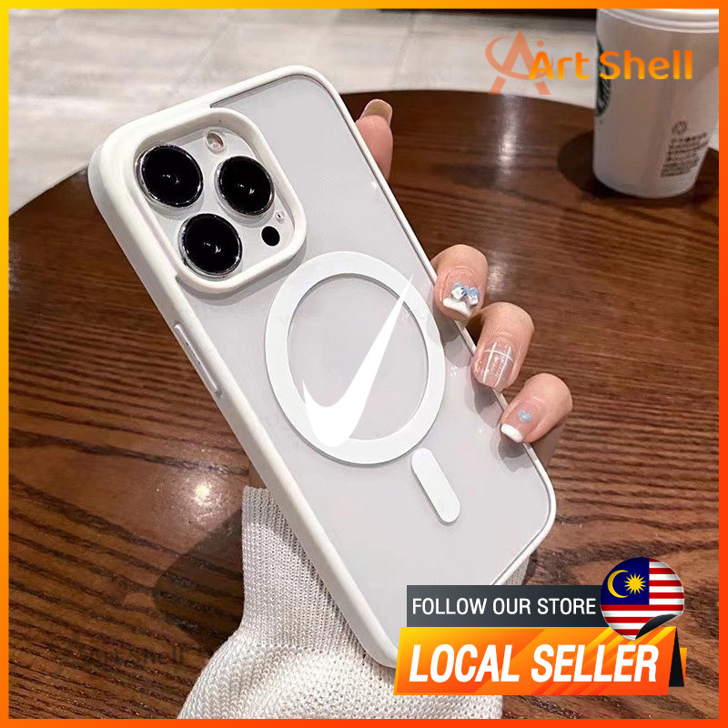 เข้ากันได้กับ iphone 16 Pro Max big nike โลโก้สีขาว 12 13 14 15 11 Pro Max ปลอก xr xs Max 7 8 Plus โ