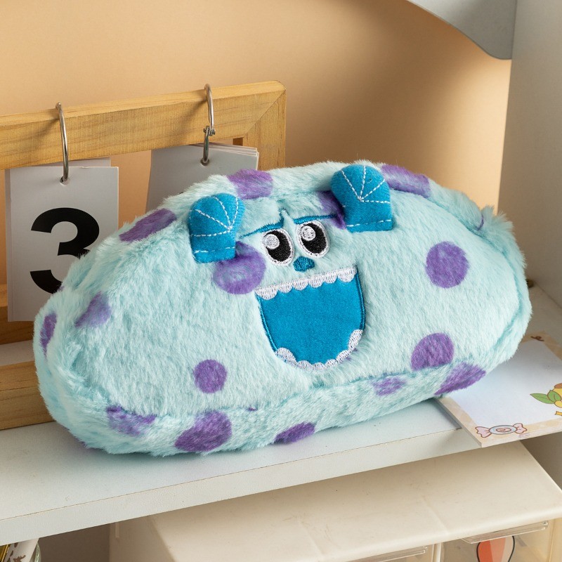 กล่องดินสอตุ๊กตาการ์ตูนมอนสเตอร์สีฟ้าน่ารักกล่องดินสอความจุขนาดใหญ่สําหรับนักเรียนกระเป๋าเก็บเครื่องเขียนอเนกประสงค์