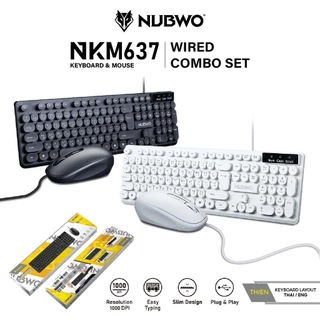 คีย์บอร์ดและเมาส์ NUBWO NKM-637 Keyboard+Mouse USB Wired Combo เชื่อมต่อง่าย ปุ่มกลมลอยดีไซน์มินิมอล