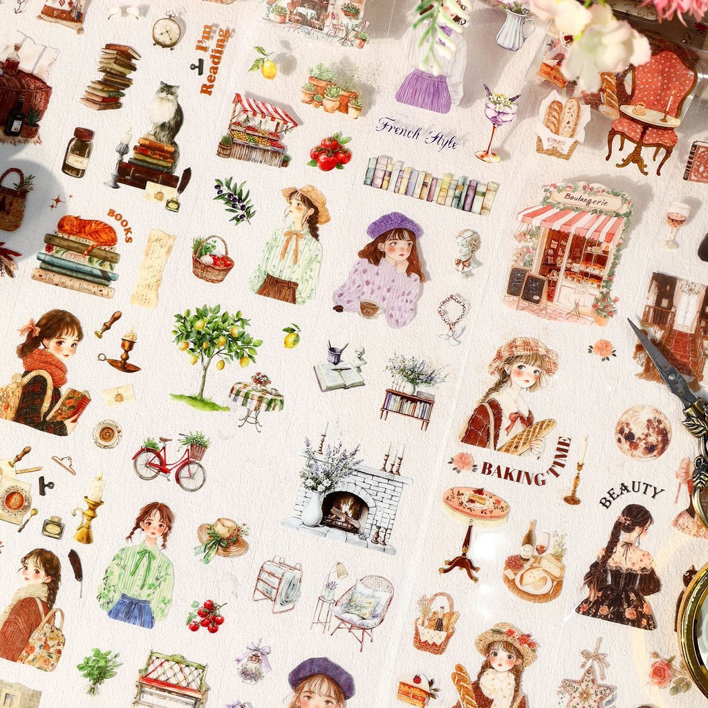 60 มม.* 2 M ตัวอักษรสาวบัญชีมือเทป PET วัสดุ DIY Scrapbooking Collage อุปกรณ์ Creative Decor เครื่องเขียนความงามสติกเกอร์