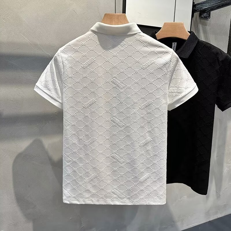 ผ้าแจ็คการ์ด เสื้อโปโลลําลองสบายและระบายอากาศวัยรุ่นปกเสื้อยืดแขนสั้น ราคา ถูกที่สุด ดีลบีเคเค แกลเลอรีภาพที่ 6
