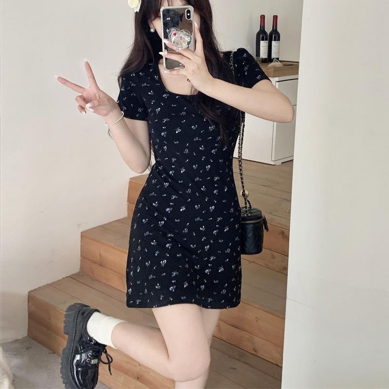 192025 มันตีตัวใหญ่! ชุดถักลายดอกไม้สีดําพร้อมการออกแบบ บอดี้คอน สามารถเปิดทันทีคุณเข้าไปในนักฆ่ารูป