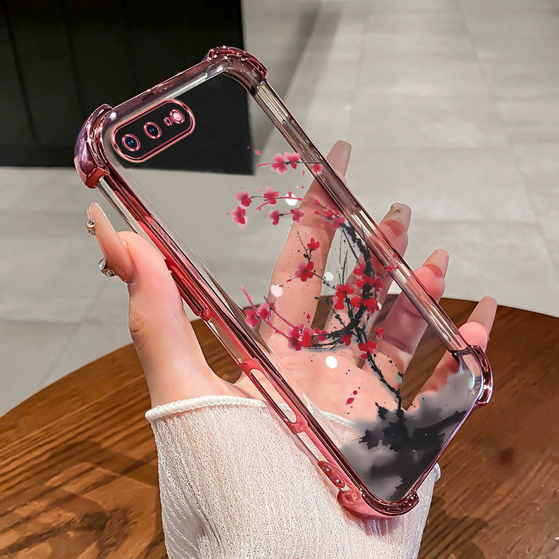 กันกระแทกเคสสําหรับ iPhone 6 7 8 6s plus เคสโทรศัพท์ TPU ใหม่ดอกพลัมโปร่งใส 2025 ราคาถูก softcase