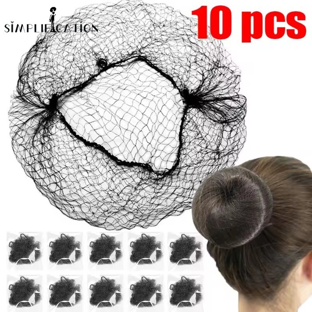 10 ชิ้นผู้หญิงที่มองไม่เห็นยืดหยุ่น Hairnets - 30/50/60 เซนติเมตรตาข่าย Bun Hairstyling เครื่องมือ - กีฬาเต้นรําสเก็ต Stewardess อุปกรณ์เสริมผม