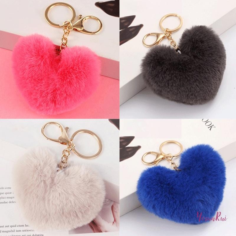 Yosunrui] สร้างสรรค์น่ารักที่มีสีสันตุ๊กตาพีชหัวใจพวงกุญแจกระเป๋าจี้ Charms อุปกรณ์เสริมกุญแจรถ Trinket สําหรับสาวแฟชั่นพวงกุญแจใหม่