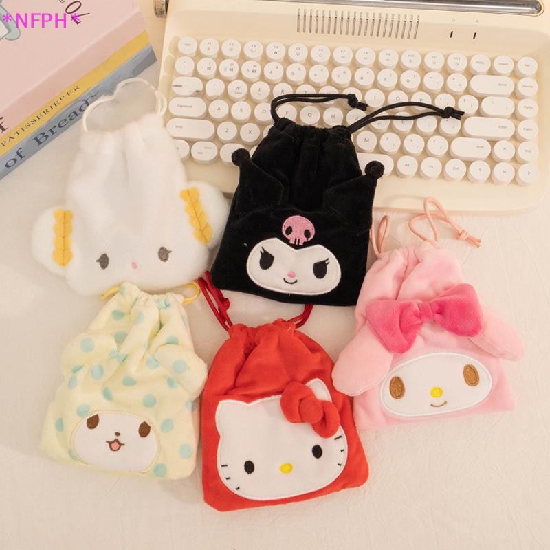 Nfph>sanrio Hello Kitty Kuromi การ์ตูนตุ๊กตา Drawstring กระเป๋าน่ารักเก็บกระเป๋า My Melody กระเป๋าเหรียญของขวัญวันหยุดสําหรับเด็กชายและเด็กหญิงใหม่