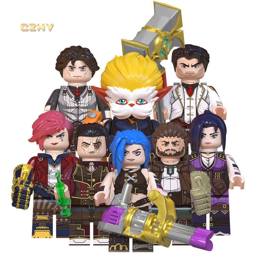 ของเล่นตัวต่อฟิกเกอร์ Jinx Jayce Caitlyn Vi Victor ขนาดเล็ก สําหรับเด็ก