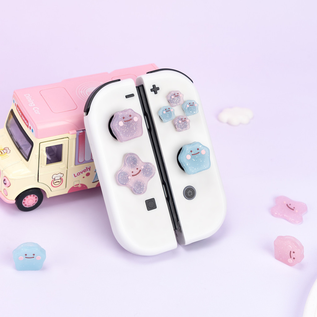 ฝาครอบปุ่มกดจอยสติ๊ก ซิลิโคน ลายน่ารัก ABXY สําหรับ Nintendo Switch OLED Switch Lite Cross D-Pad 4 ชิ้น