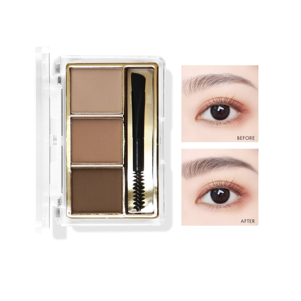 NEE CARA 3 COLOR MIX BROW POWDER #N300 : neecara นีคาร่า เขียนคิ้วแบบฝุ่น x 1 ชิ้น    OFS