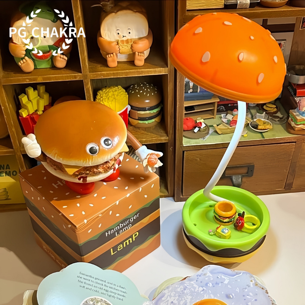 โคมไฟแฮมเบอร์เกอร์ โคมไฟตั้งโต๊ะ รูปแฮมเบิร์ก hamburger lamp แบบงอได้ ไฟอ่านหนังสือสำหรับเด็ก LEDNightLight