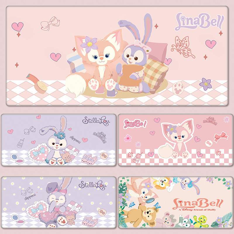 Linabell Kawaii แผ่นรองเมาส์ ลายการ์ตูน Stellalou น่ารัก ขนาดใหญ่ 60x30 ซม. สําหรับคอมพิวเตอร์ตั้งโต๊ะ