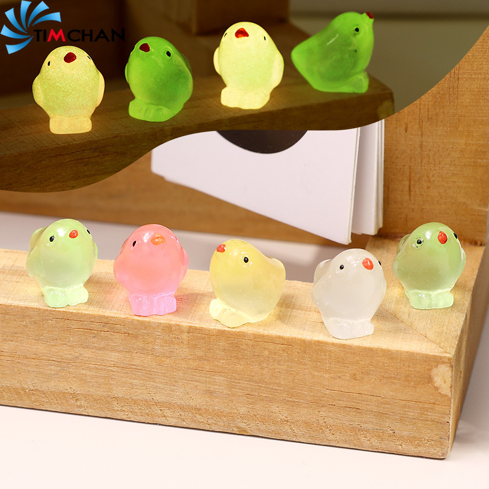 ไก่เรซิ่นเรืองแสงในที่มืด ขนาดเล็ก พร็อพสําหรับตกแต่งบ้าน สวน DIY