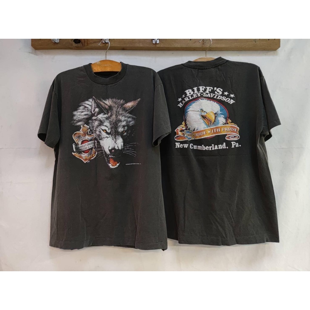 เสื้อลายหน้าหมาป่าฮาเลย์ใหม่(ป้ายHARLEY)