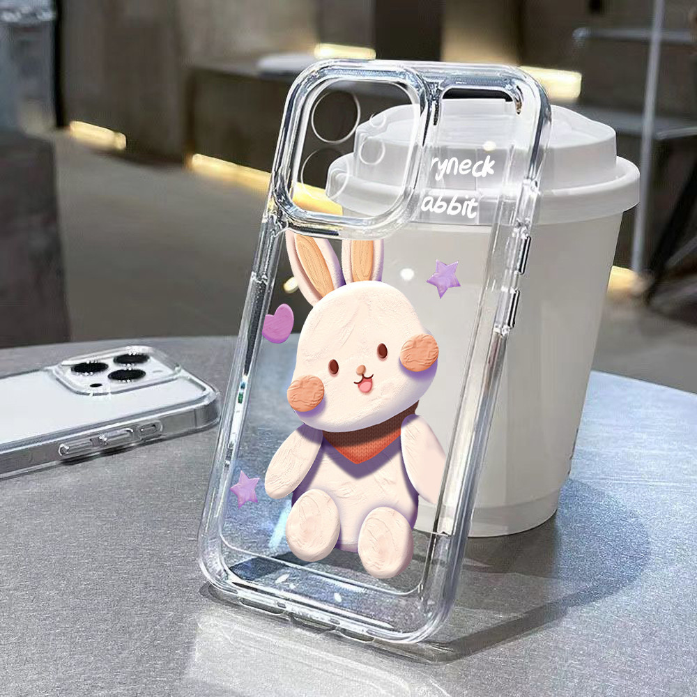 Cute Rabbit กรณีที่ชัดเจน for Samsung A53 A54 5G A52 A51 A34 A13 A14 A22 A23 A24 A31 A32 S23 S22 Ultra S21 S20 FE ปิดบัง