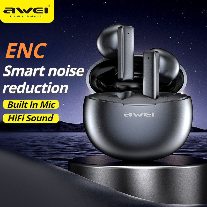 【พร้อมส่งจากไทย】Awei T87 TWS หูฟังบลูทูธ 5.3 ดั้งเดิม ENC ไร้สายบลูทูธ เวอร์ชันใหม่ พร้อมไมค์ IPX6