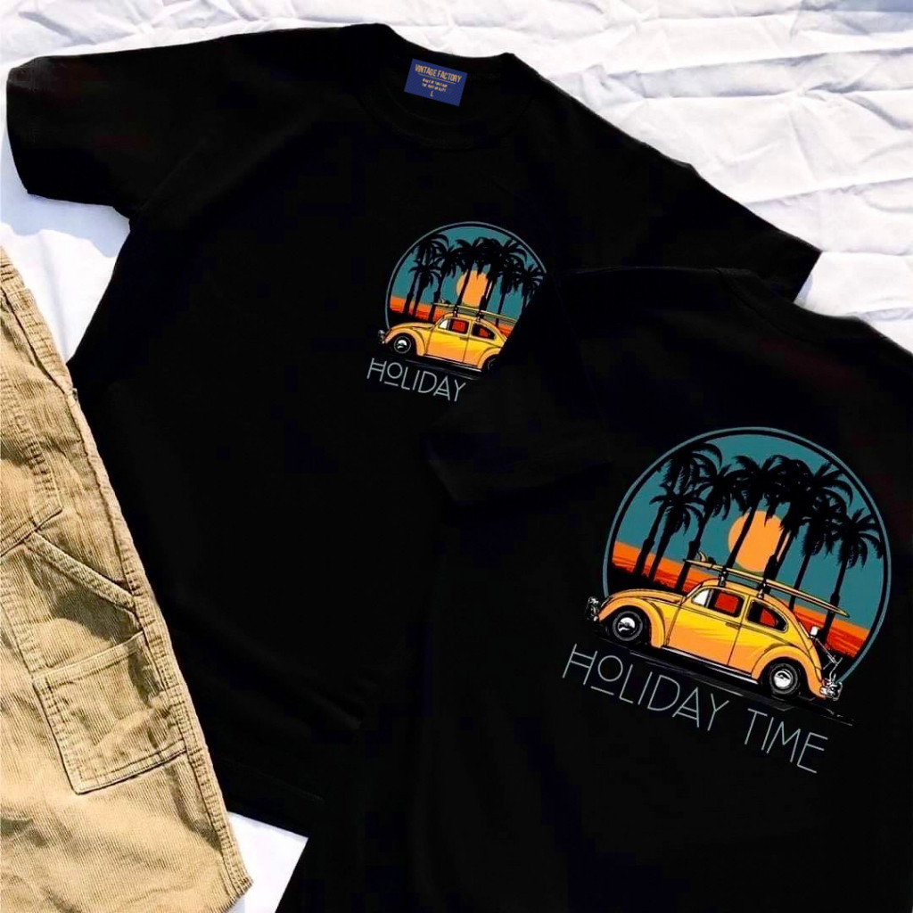 เสื้อยืด HOLIDAY TIME - ผ้า Cotton100% S-5XL