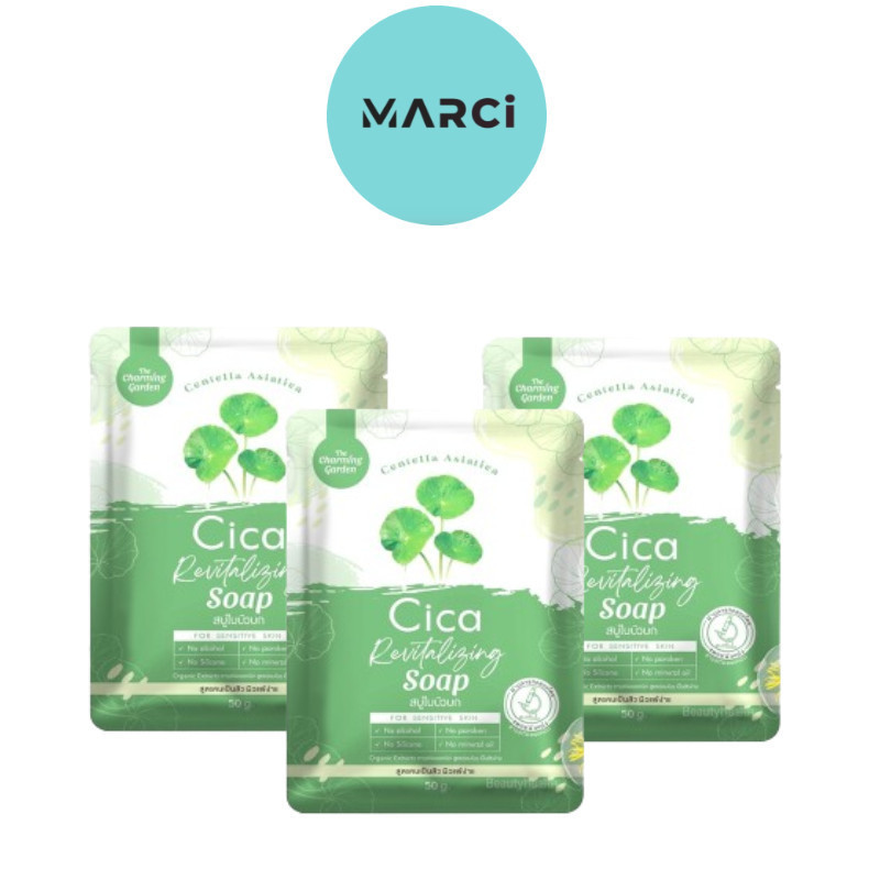 [3 ก้อน] Cica Revitalizing Soap ซิก้า สบู่ใบบัวบก [50 กรัม]
