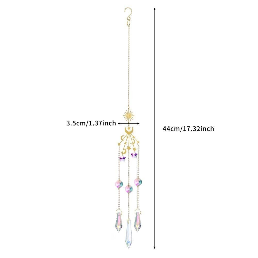 Yann1 Sun Catcher, Sun Moon Stars ตกแต ่ งกลางแจ ้ งจี ้ คริสตัลแฟชั ่ น Rainbow Maker Light จับคริสตัล Wind Chimes ของขวัญ