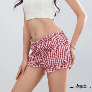 Hannie- กางเกงขาสั้น เอวยางยืด ลายสก๊อต สําหรับผู้หญิง