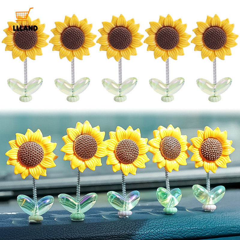 5 ชิ้น / เซต สร้างสรรค์ แกว่ง ฤดูใบไม้ผลิ ดอกทานตะวัน เครื่องประดับภายในรถ DIY รถยนต์ คอนโซลกลาง ตกแต่ง ของเล่นดอกไม้ ขนาดเล็ก