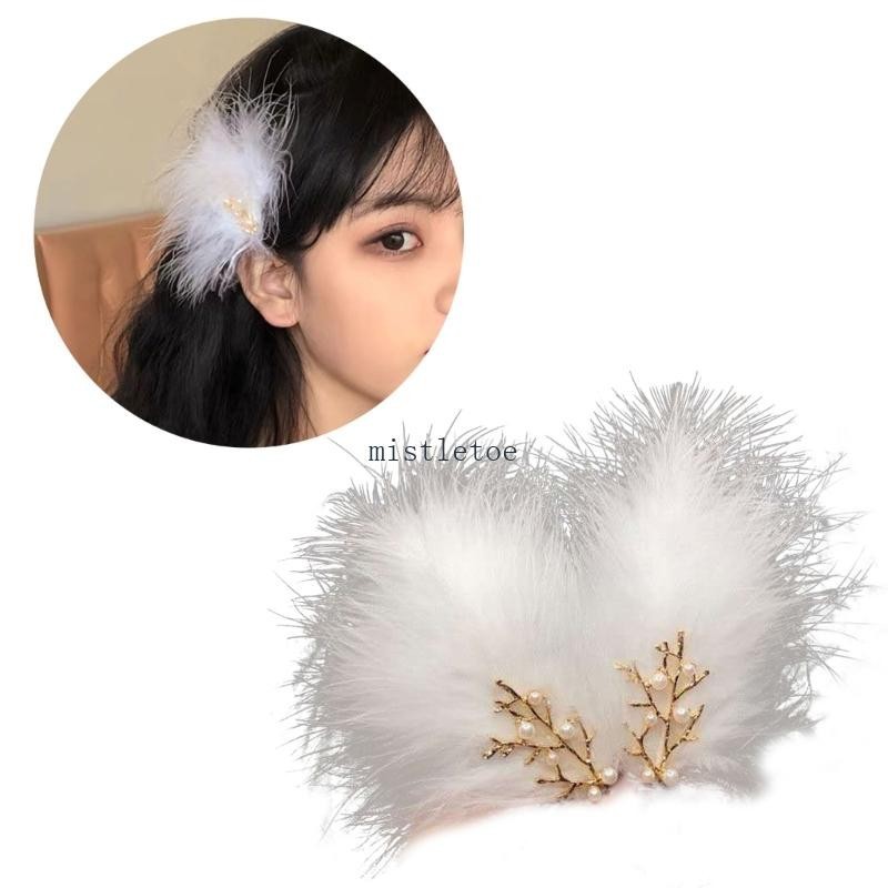 Mis กิ๊บติดผมหางม้า ขนปุย สไตล์จีน สําหรับผู้ใหญ่