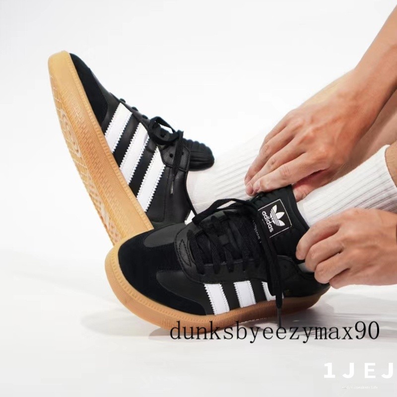 -EJ- AD Samba XLG 2.0 Caramel Milk ผู้ชายผู้หญิงสไตล์เดียวกันสีดําสีขาว IE1379